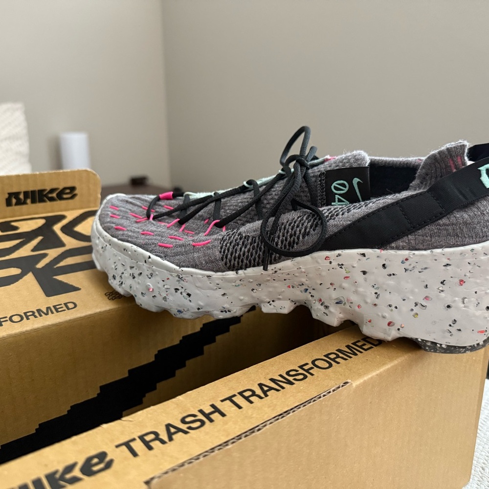 Nike Space Hippie 04, Gray and Pink, women’s size 10